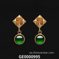 Pendientes de jadeita de oro imperial verde de oro real de 18k